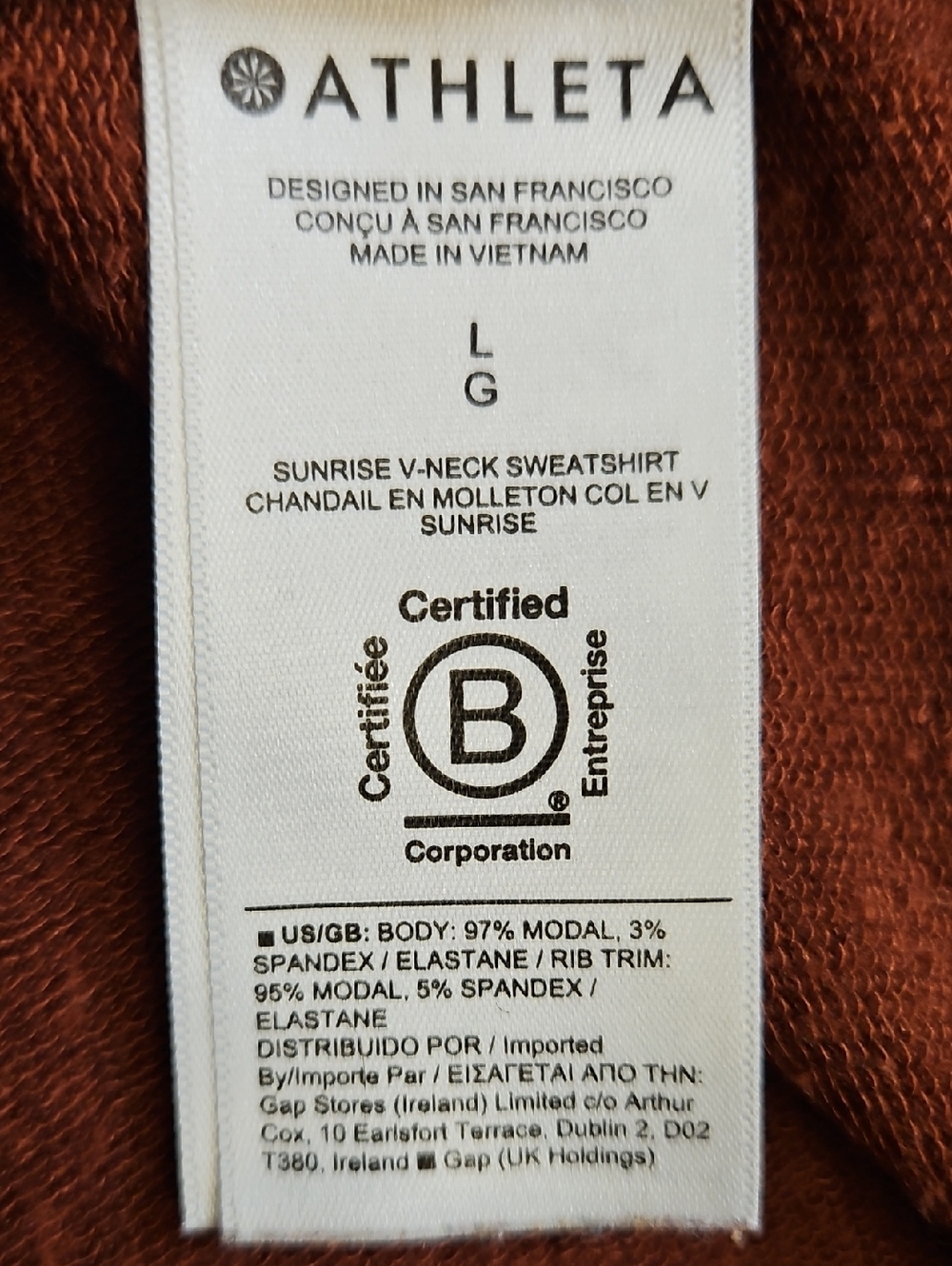 Athleta Sunrise V Neck Sweatshirt, Size Large, Color Is Rust/Brown - Picture 12 of 14